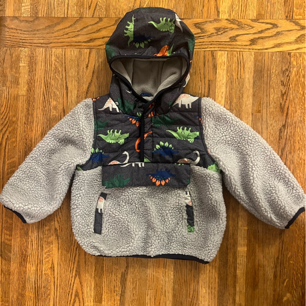 1/4 zip up 2T Boys Sherpa Dino jacket